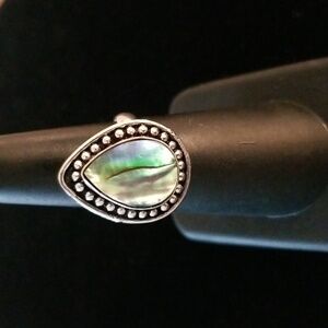 Abalone Teardrop Ring in Dotted Setting